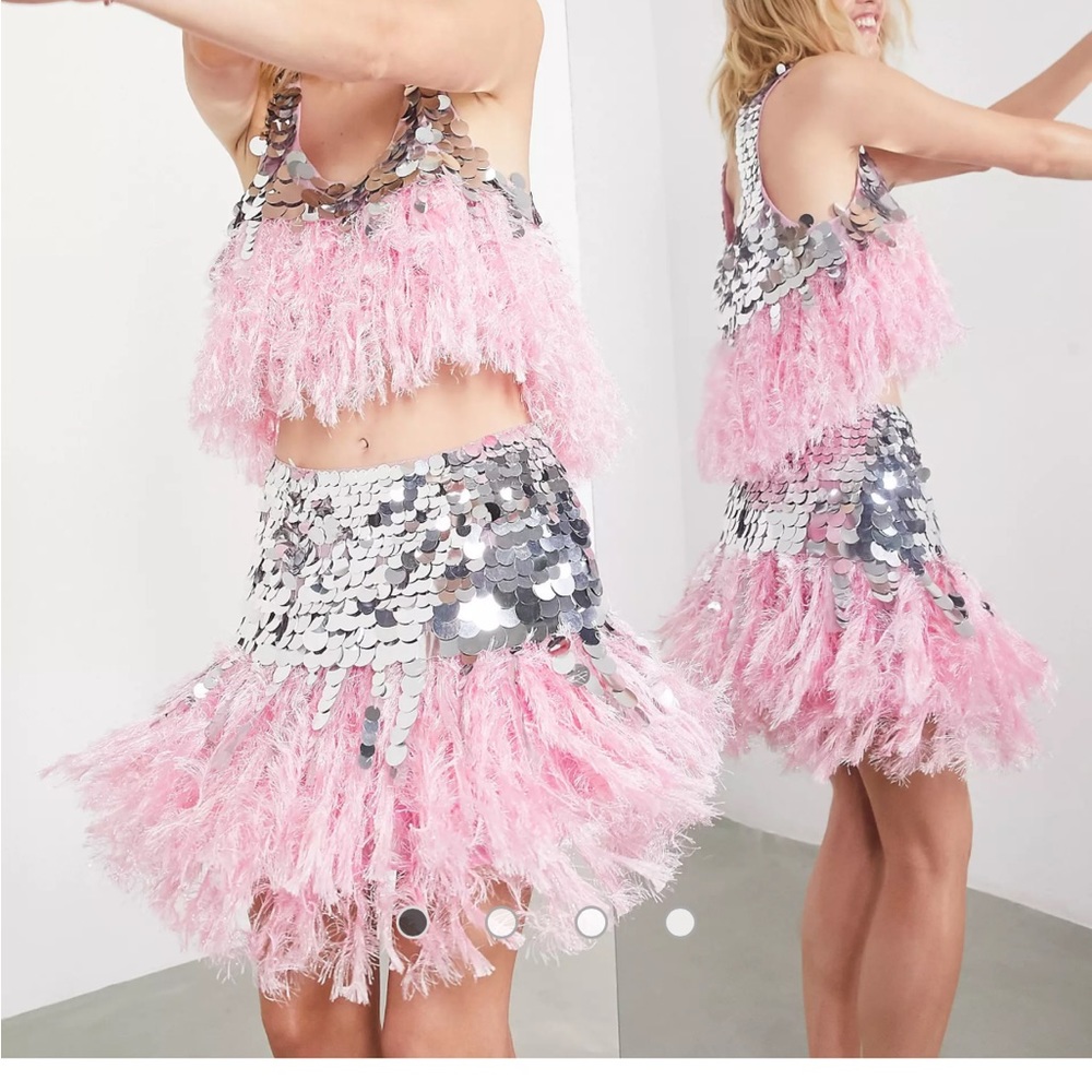 ASOS Edition silver paillette sequin mini skirt